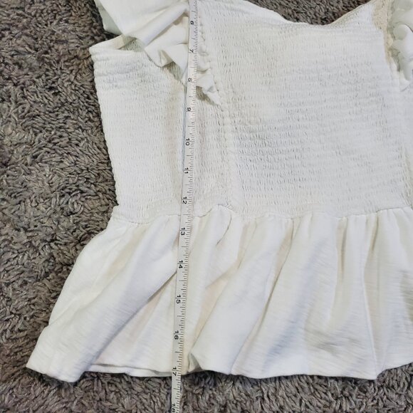 Nation Ltd. White Smocked Ruffle Jenny Tank - Large - Picture 5 of 8